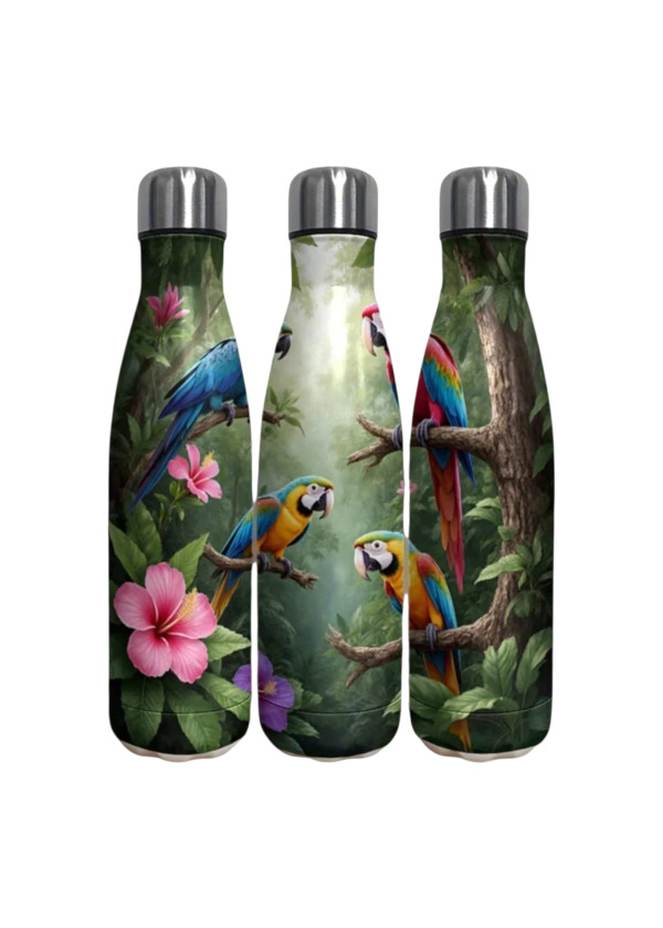 Papağan Baskılı Çelik Termos 500 Ml.