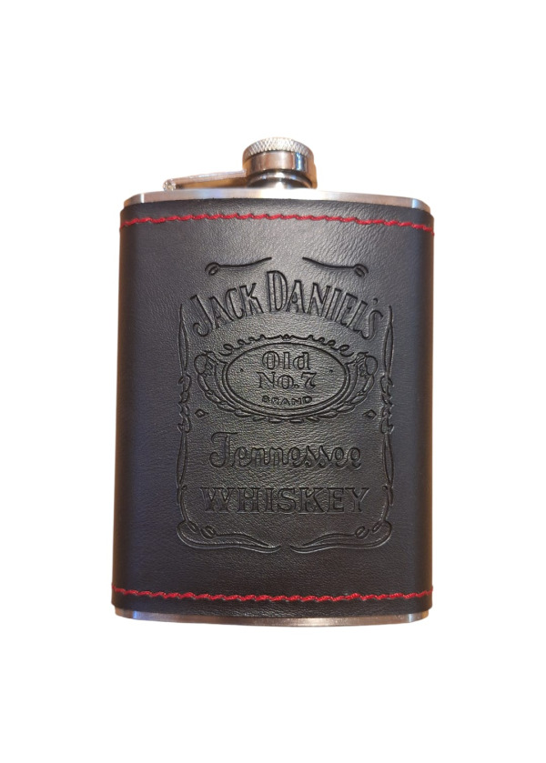 Jack Daniels Deri Baskılı Çelik İçki Matarası