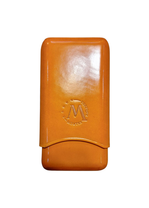 Montes Gerçek Deri El Yapımı Puro Kılıfı Üçlü 52Ring Puro Kılıfı (Turuncu)