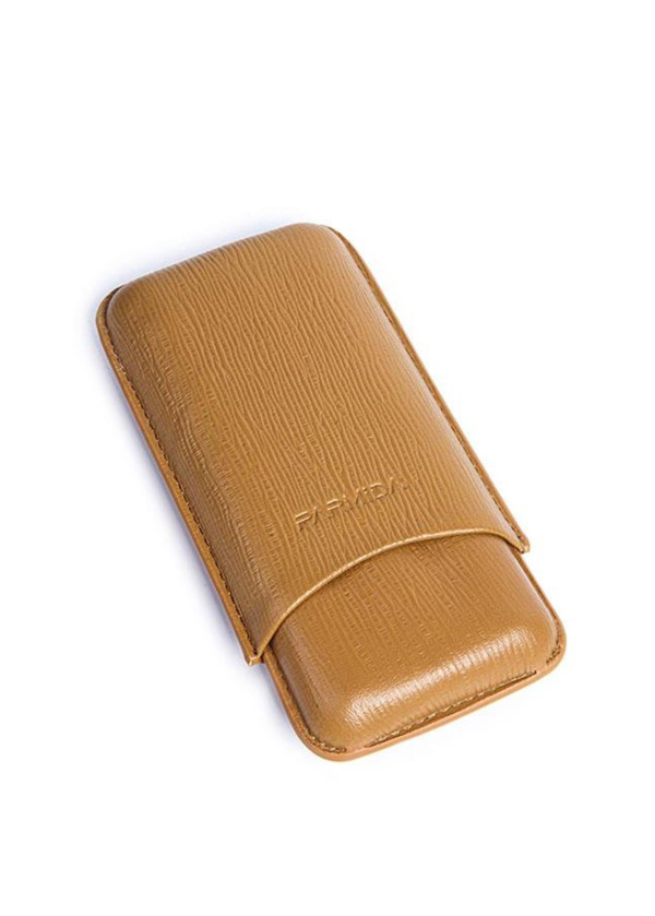 Parmida Taba Rengi Üçlü Deri Puro Kılıfı