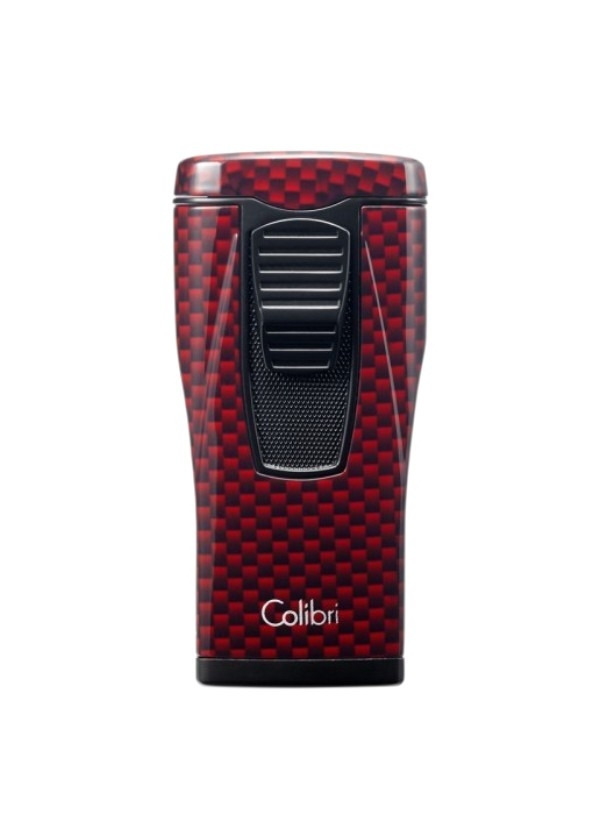 Colibri Monaco Karbon Fiber Üçlü Jet Alevli Puro Çakmağı Kırmızı