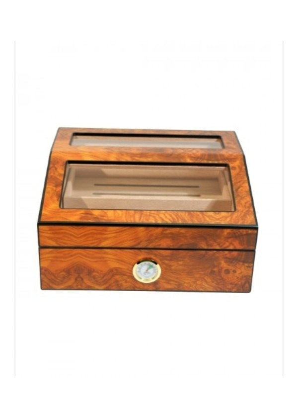 Parmida Kök Ahşap Kaplamalı Tepsili Puro Kutusu Humidor 70's