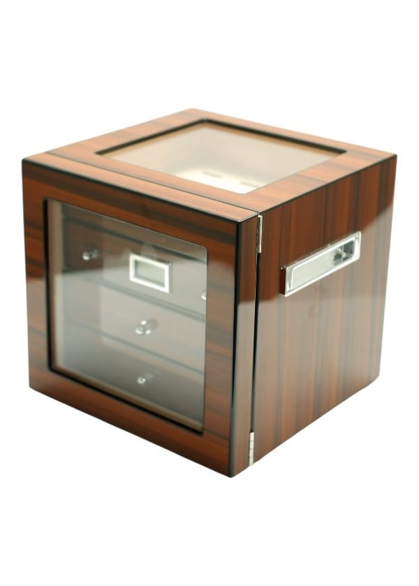 Premium Quality Recoleta Kahverengi Humidor – Dijital Nem Ölçerli ve Cam Kapaklı 3 Çekmeceli İspanyol Sedir Ağacı Puro Saklama Kutusu