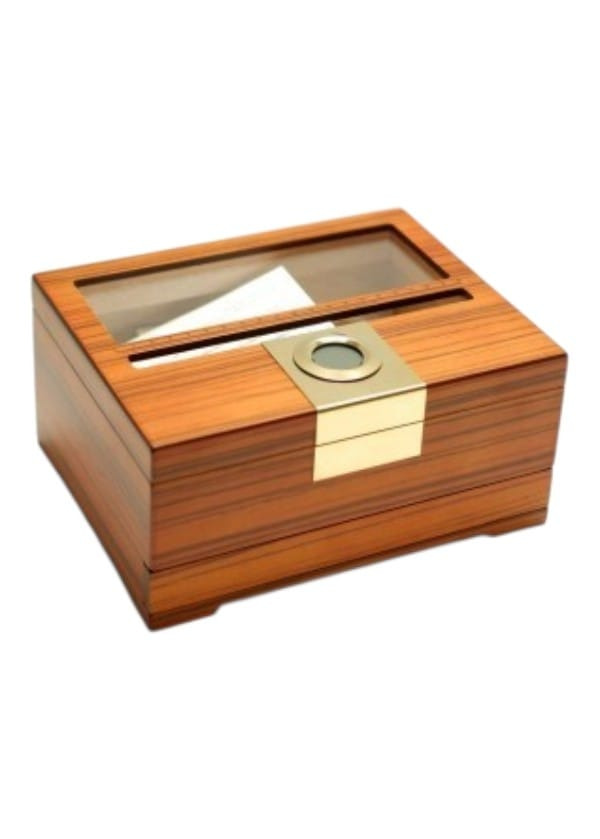 Parmida Cam Kapaklı Aksesuar Çekmeceli Dijital Göstergeli Puro Kutusu Humidor HMD665667
