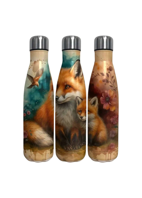 Tilki Ve Yavrusu Çelik Termos 500 Ml.