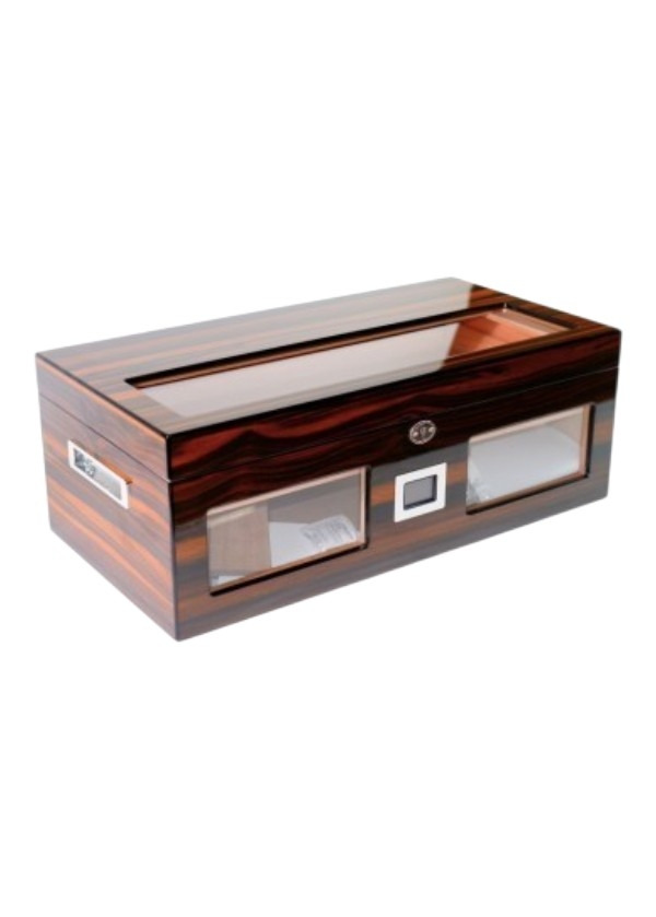 Piyano Cilalı Abanoz Desenli Lamine kaplamalı Puro Kutusu Humidor 160's